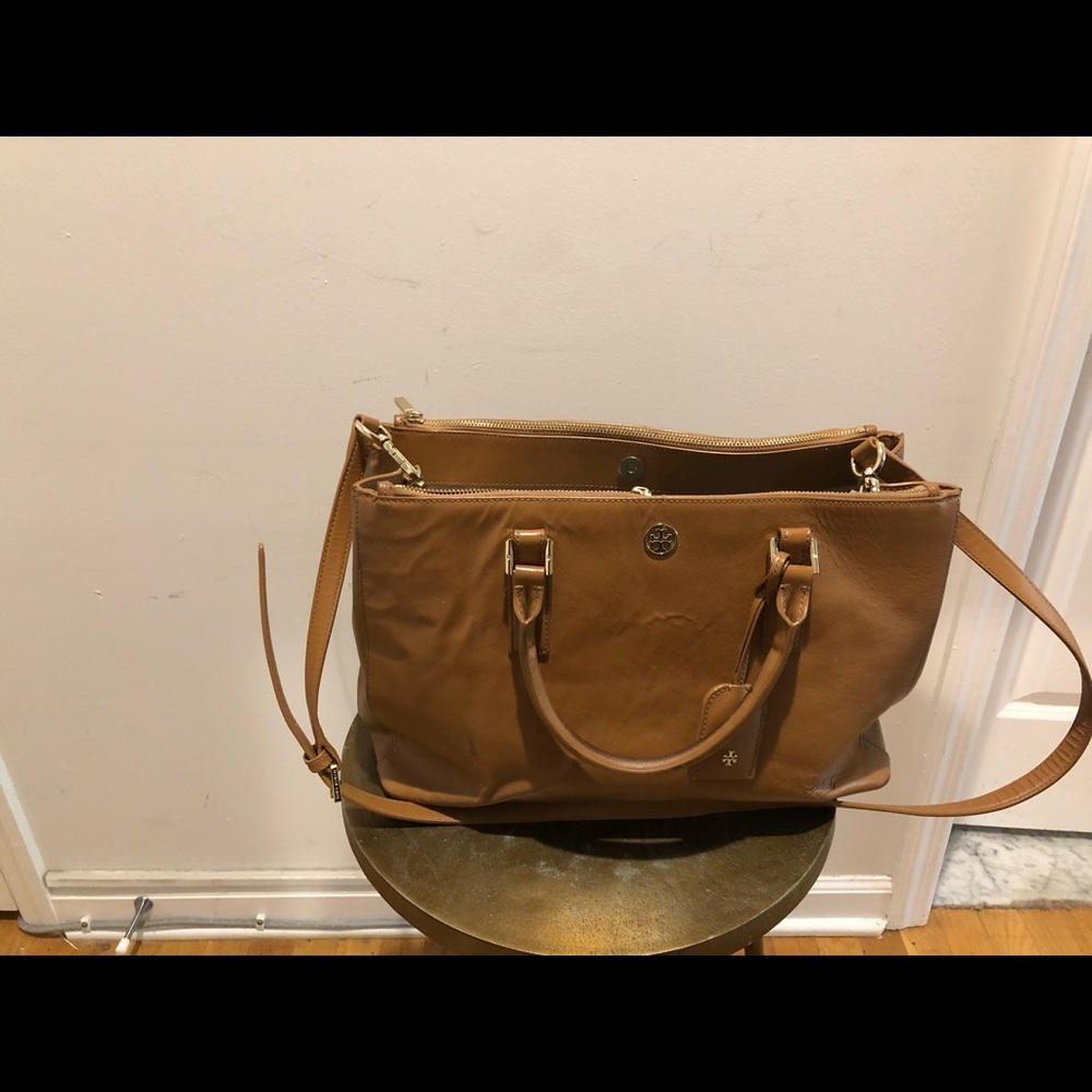 Tory Burch Tan Leather Satchel with Gold Hardware